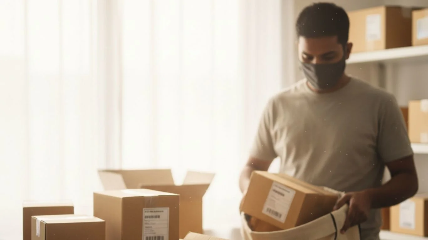 Packaging and shipping process for selling products online in India with courier pickup