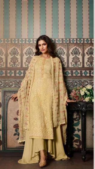 Very Elegant Georgette Digital Print Suits With Embroidery And Sequins Embroidered Dupatta’s
