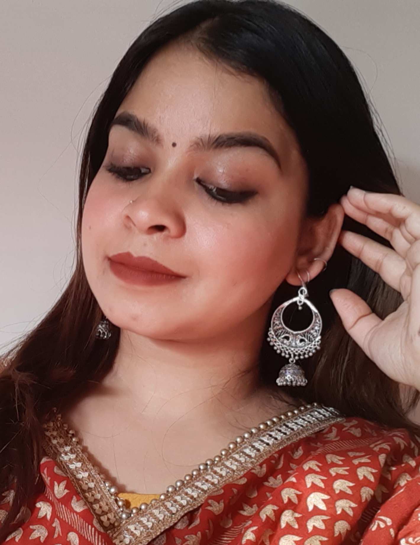 Trendy Silver Chandbali Earrings For Women