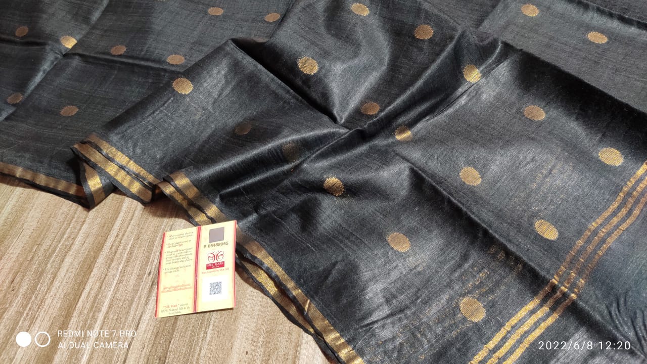 Handloom Tussar Ghicha Silk Kurta Fabric with Semi Silk Zari Buta Dupatta