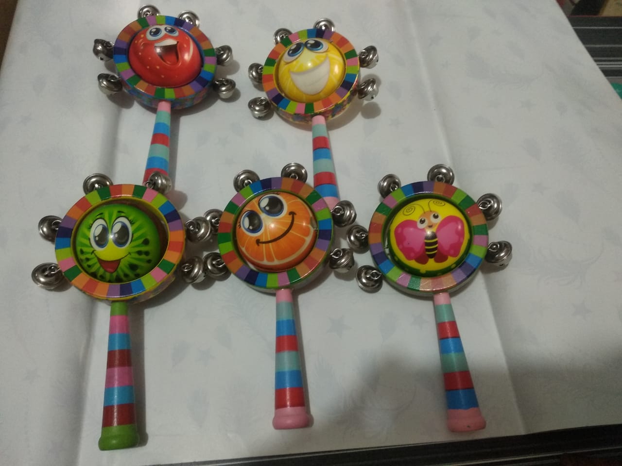 WOODEN RATTLES WITH GHUNGROO SOUNDS WITH SPONGE BALL