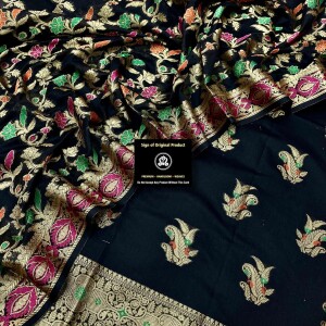 Banarasi Cotton Silk Suits With Zari And Resham Weaving.