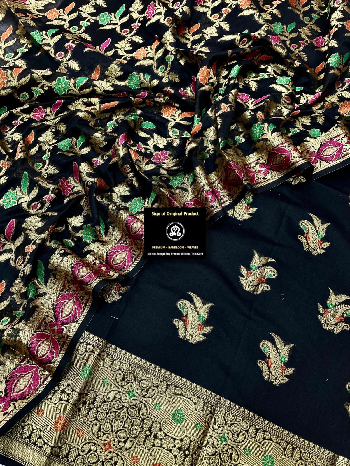 Banarasi Cotton Silk Suits With Zari And Resham Weaving.